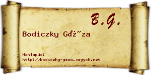 Bodiczky Géza névjegykártya
